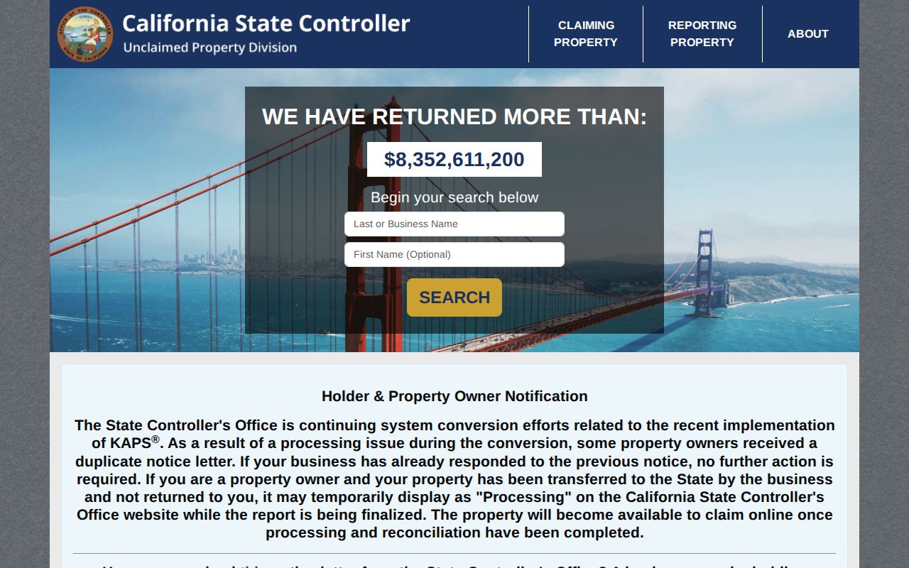 Oakland people search California unclaimed property