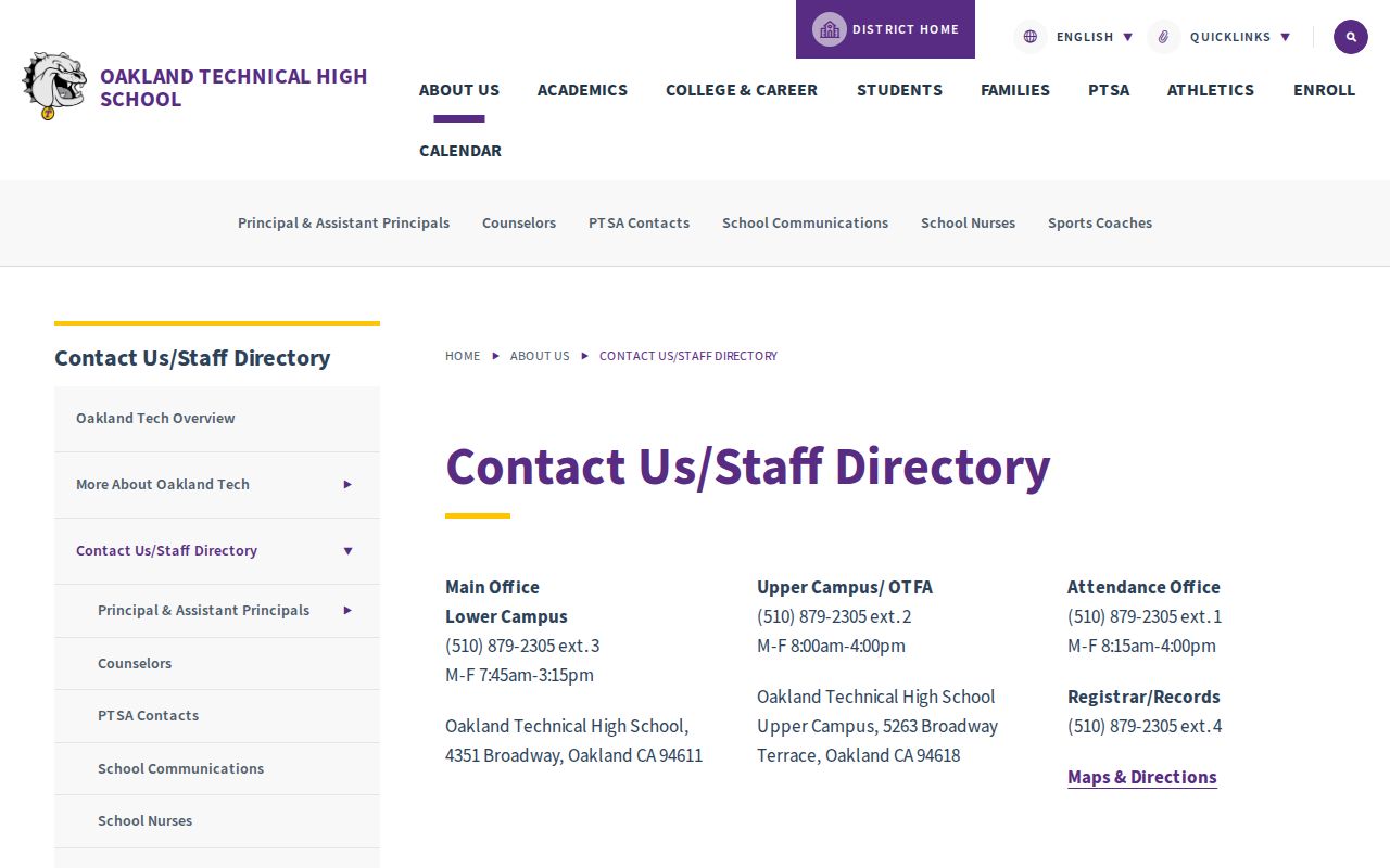 Oakland people directories school staff search