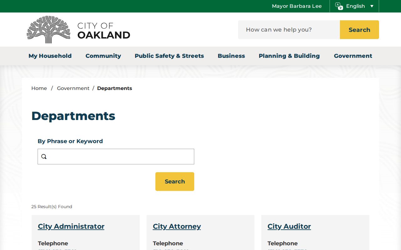 Oakland people directories department search