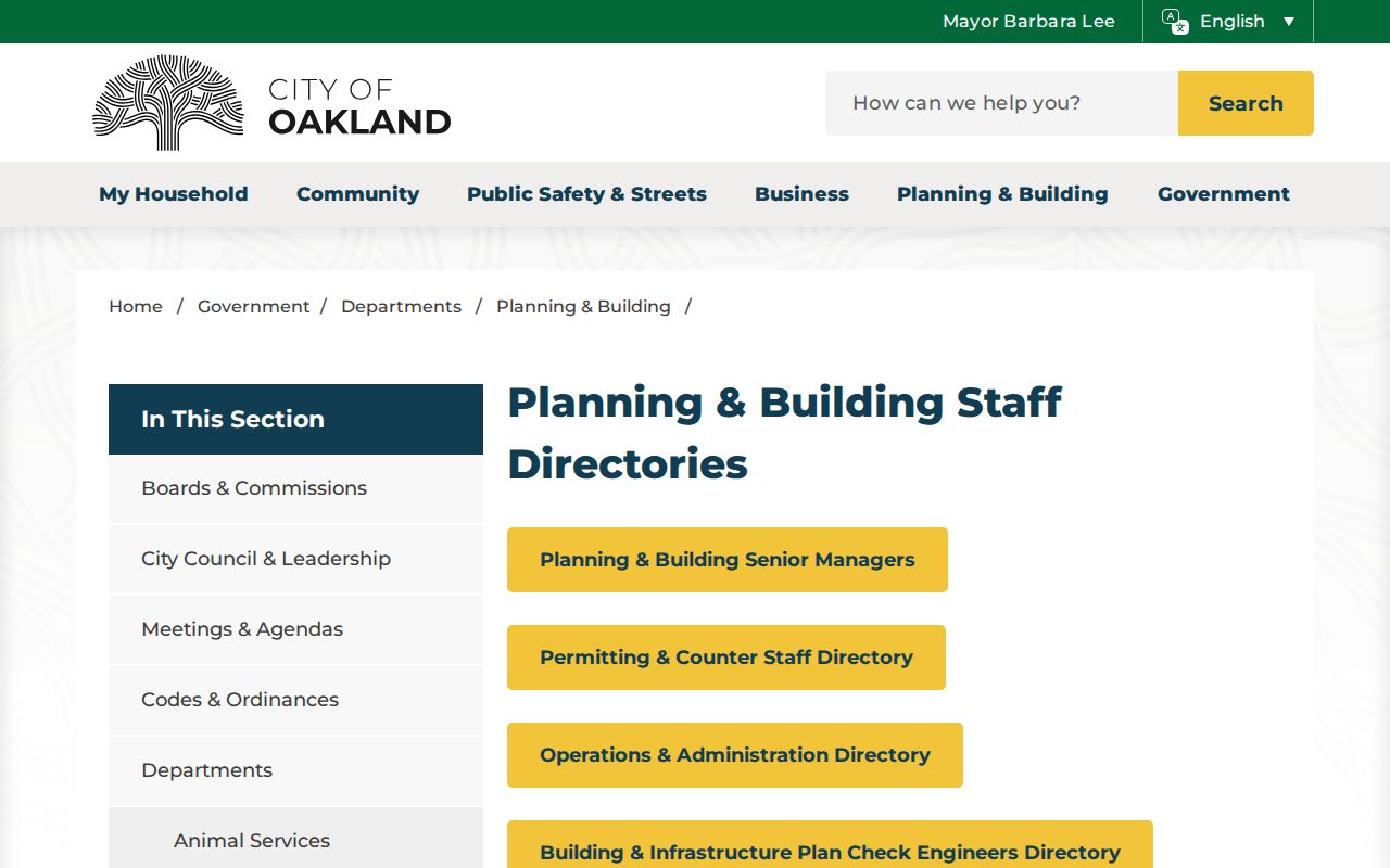 Oakland people directories Planning and Building hub