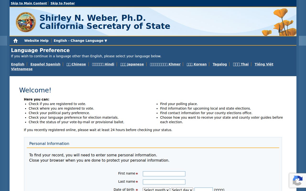 Oakland voter registration records My Voter Status lookup
